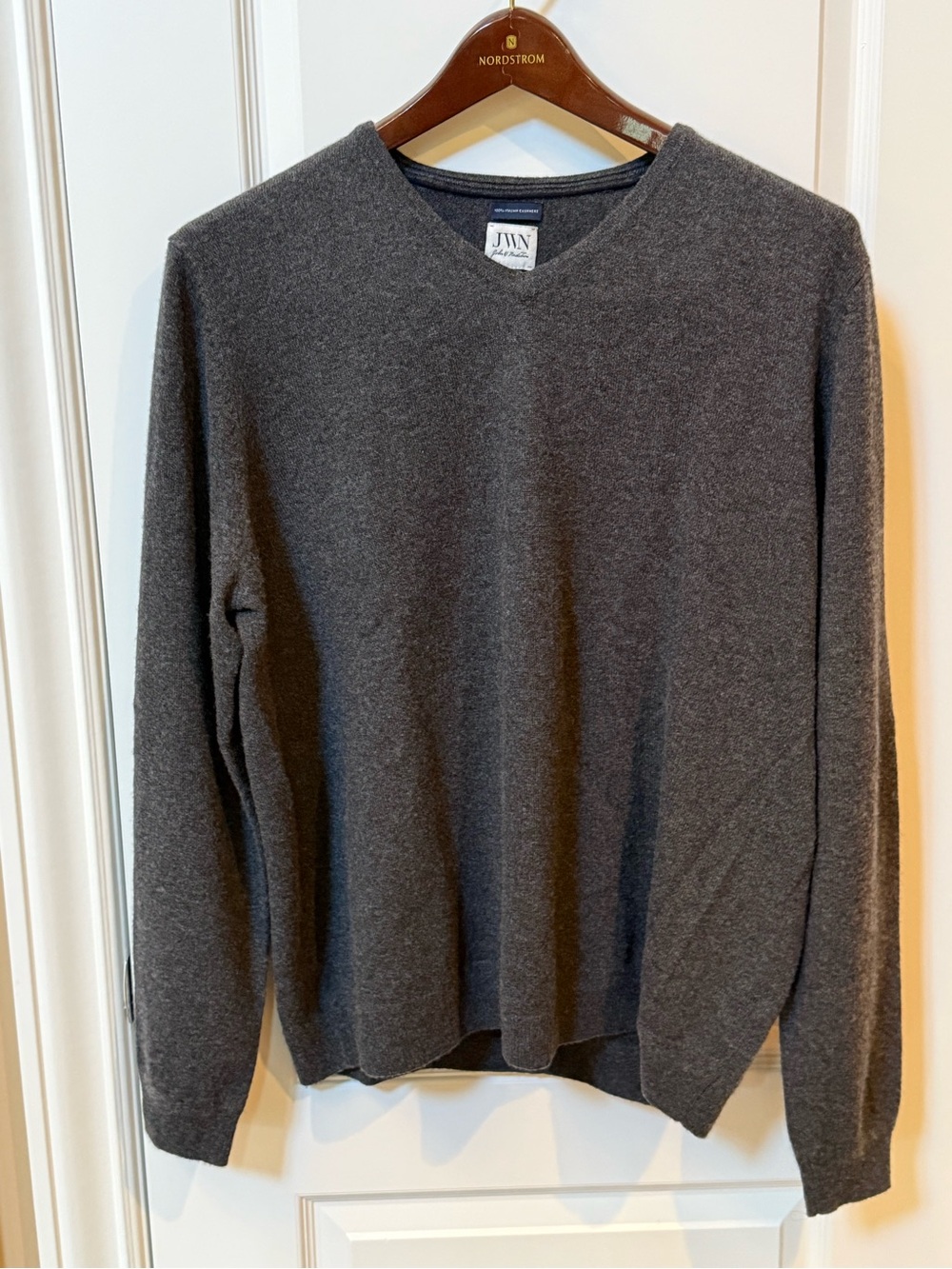 John W. Nordstrom Charcoal Gray Cashmere V‑Neck Men's Sweater